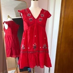 Knox Rose Red Embroidered Mini Dress